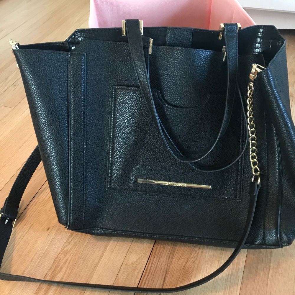 Steve Madden Black Tote with Detachable Handle